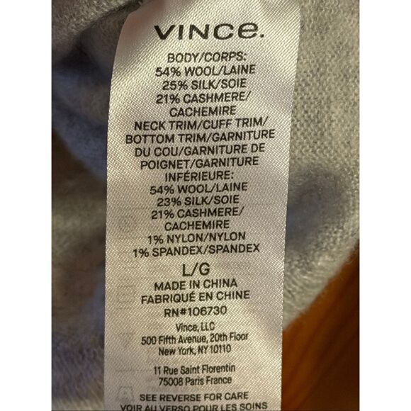 Vince Silk Wool Cashmere Blend Collar Crew Neck Size Large (6194) Read - Picture 4 of 5